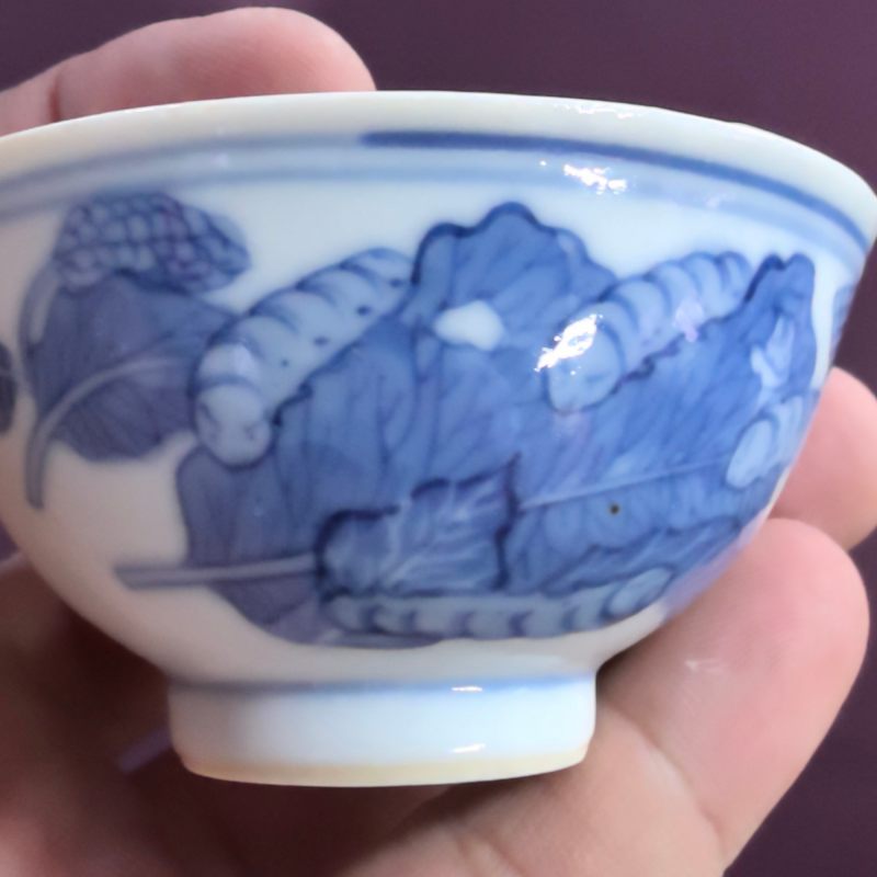 清宣统 青花蚕食图茶园 - 图8