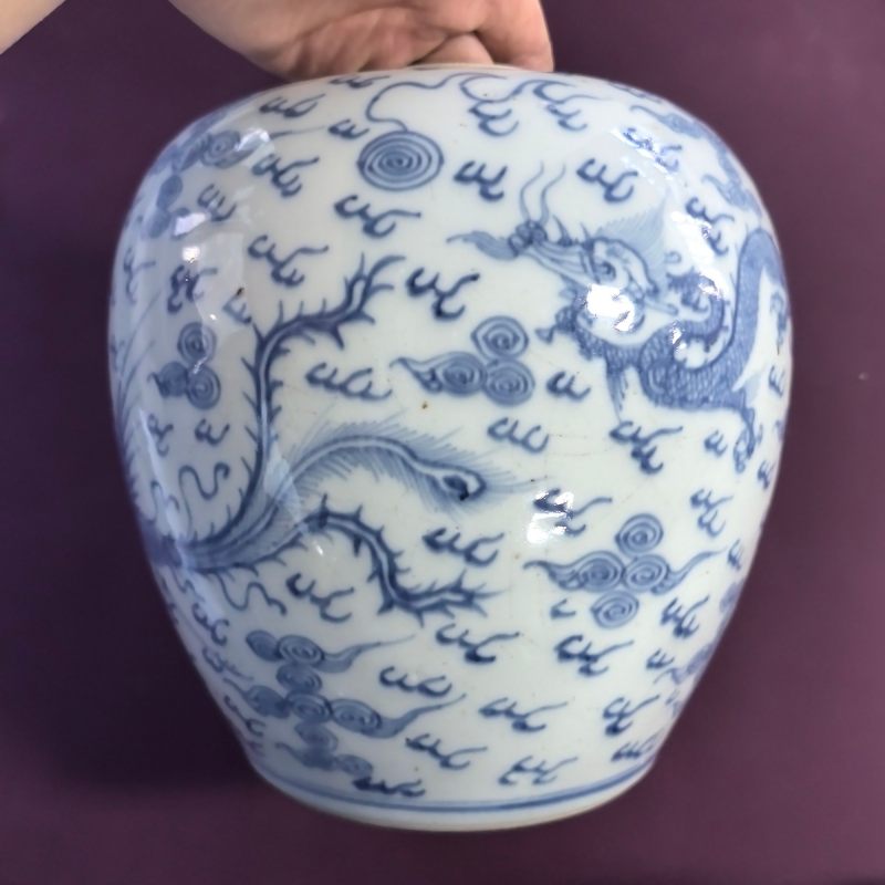 清雍正 青花云龙纹罐 - 图8