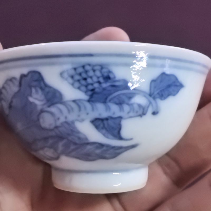 清宣统 青花蚕食图茶园 - 图9