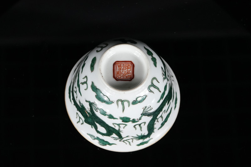 民国 绿彩龙纹杯 - 图5