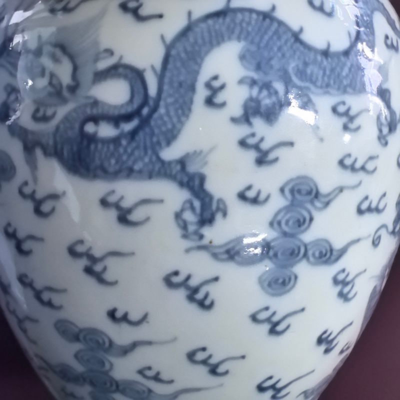 清雍正 青花云龙纹罐 - 图9