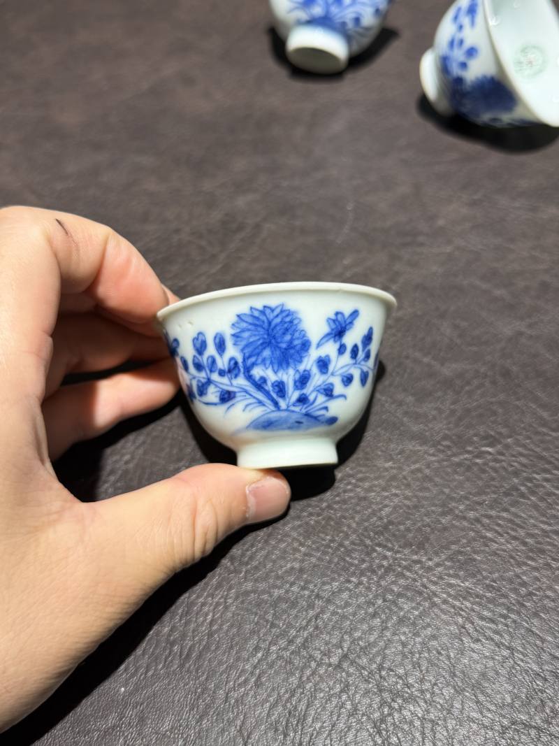 清中期 青花花卉纹杯一组6件 - 图22