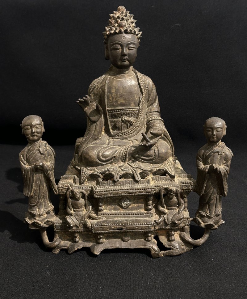 明 釋迦童子組像 | A BRONZE FIGURAL GROUP OF SAKYAMUNI AND ATTENDANTS - 图3