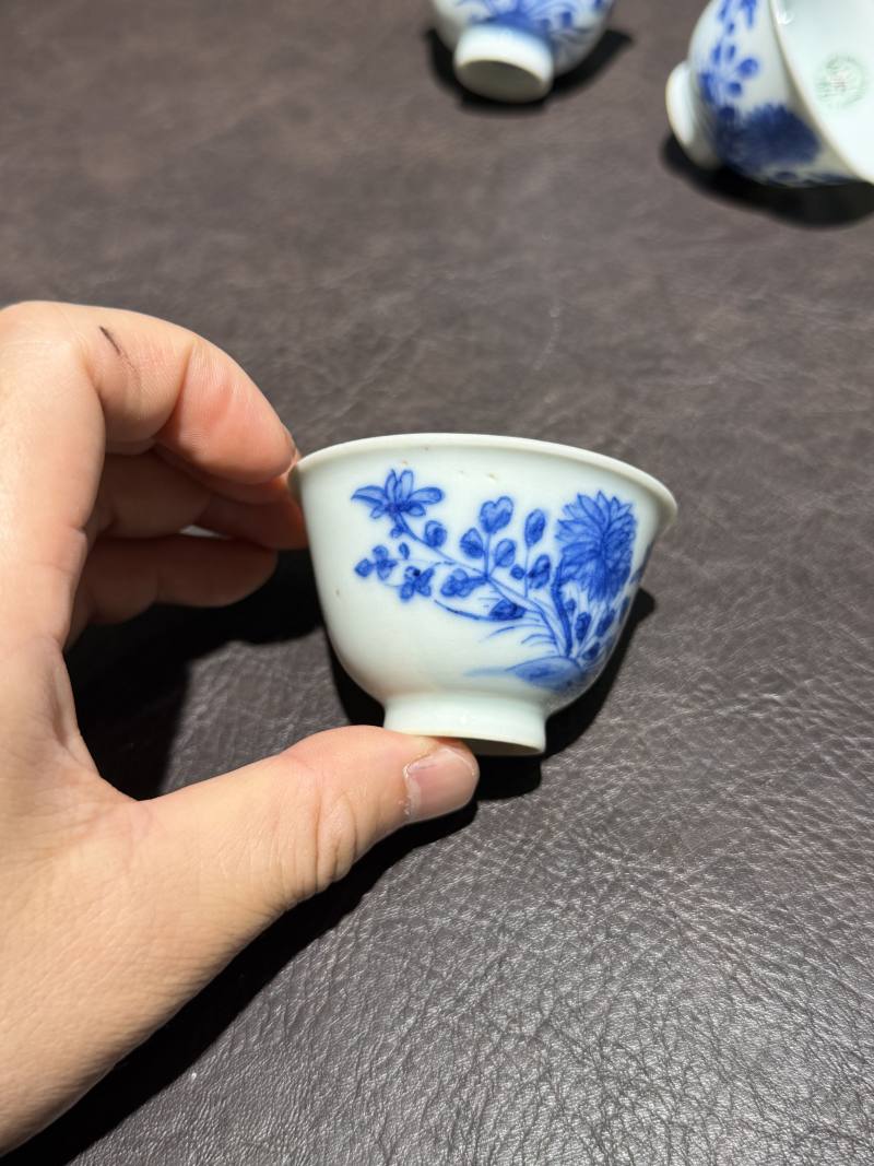 清中期 青花花卉纹杯一组6件 - 图23