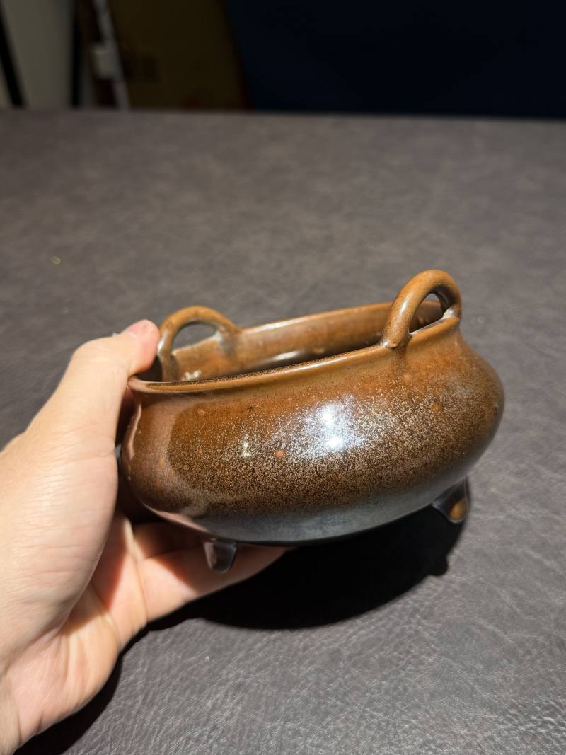清乾隆 古铜釉桥耳炉 - 图8