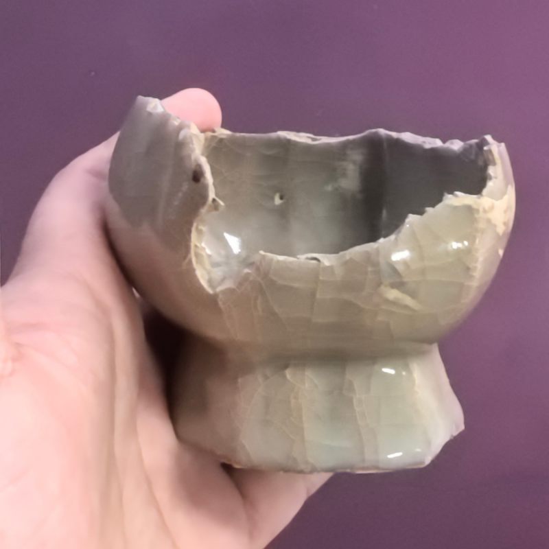 明 龙泉仿哥釉六角杯 - 图8