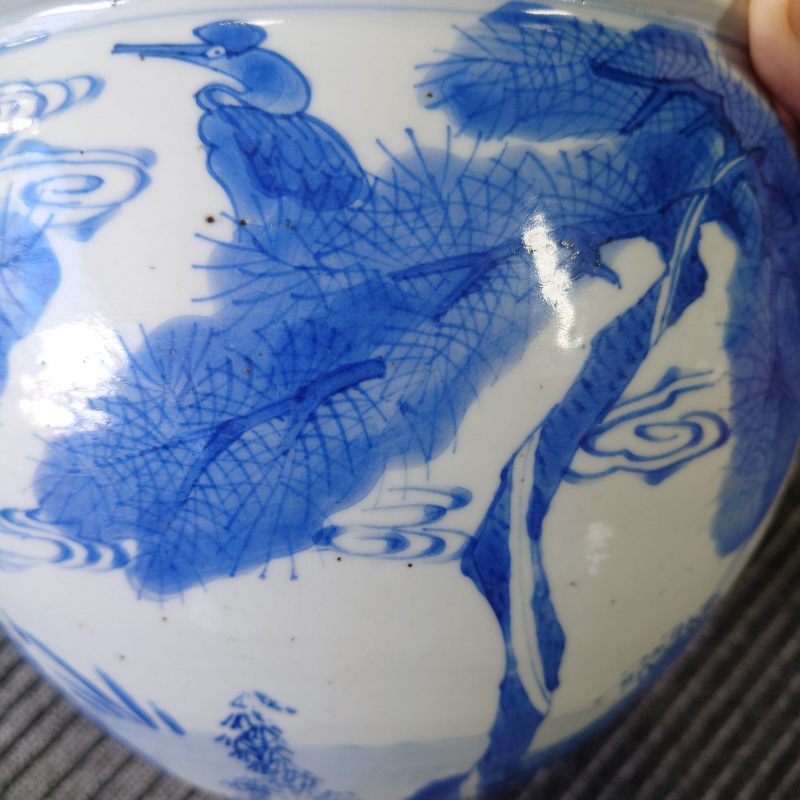 清康熙 青花鹤鹿同春卷缸 - 图11