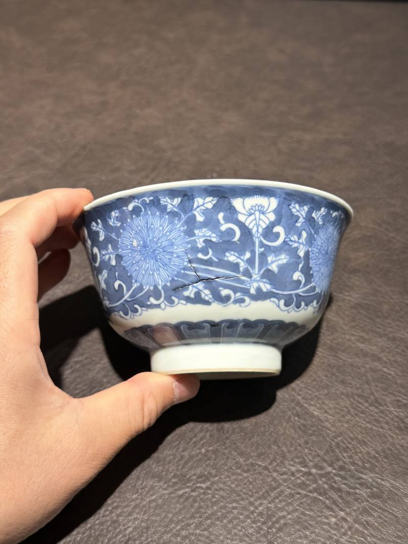 清光绪 青花花卉纹碗 - 图3