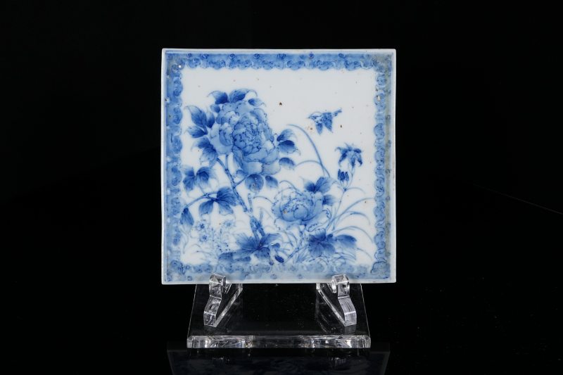 清光绪 青花花鸟瓷板 - 图1