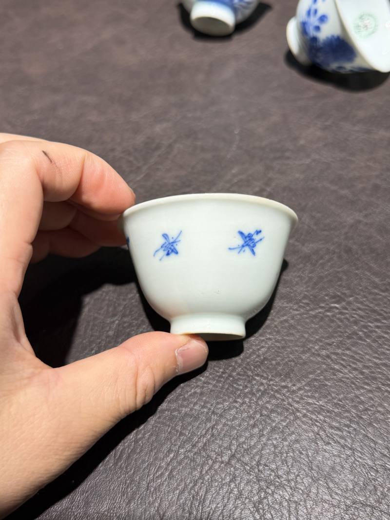 清中期 青花花卉纹杯一组6件 - 图24