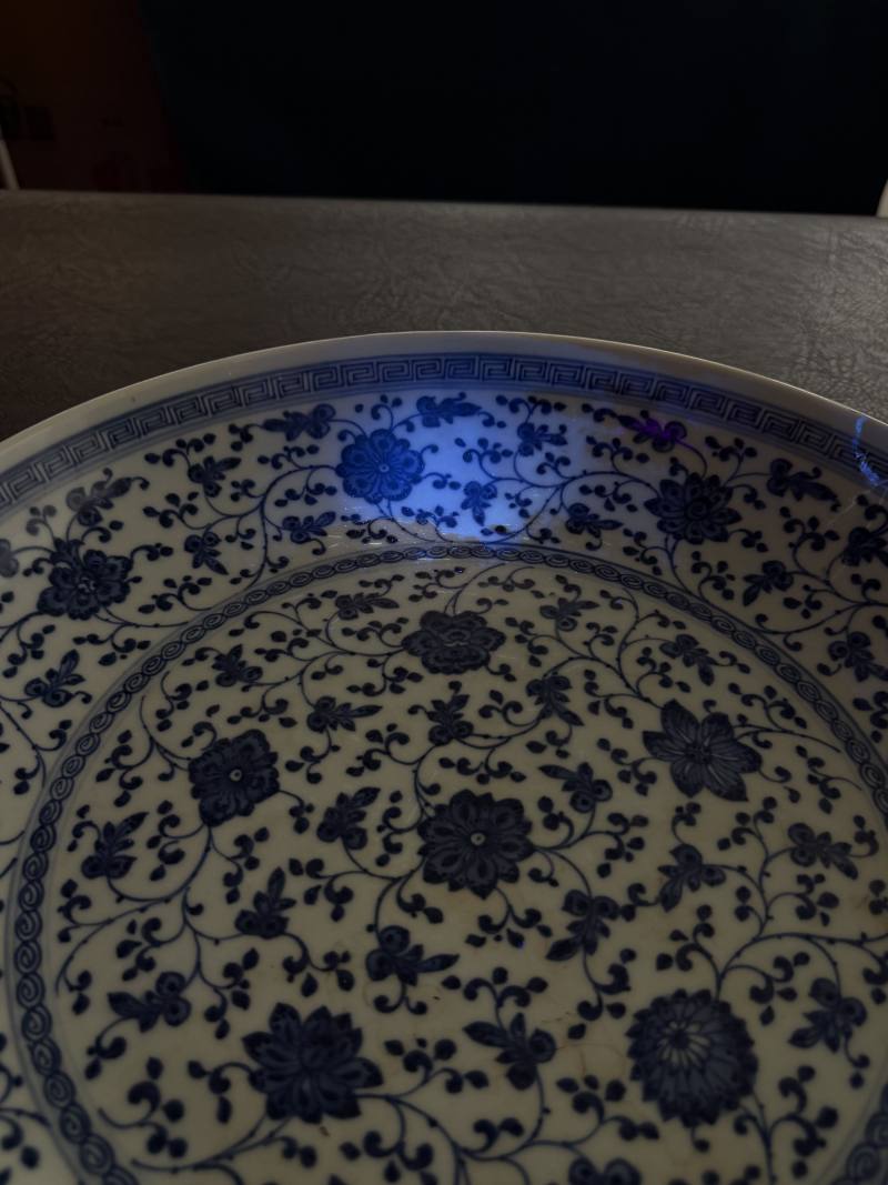 清雍正 青花缠枝莲大盘 - 图14