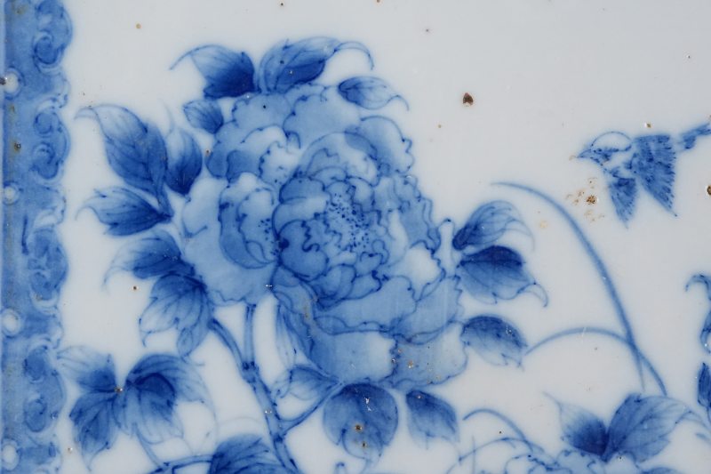 清光绪 青花花鸟瓷板 - 图2