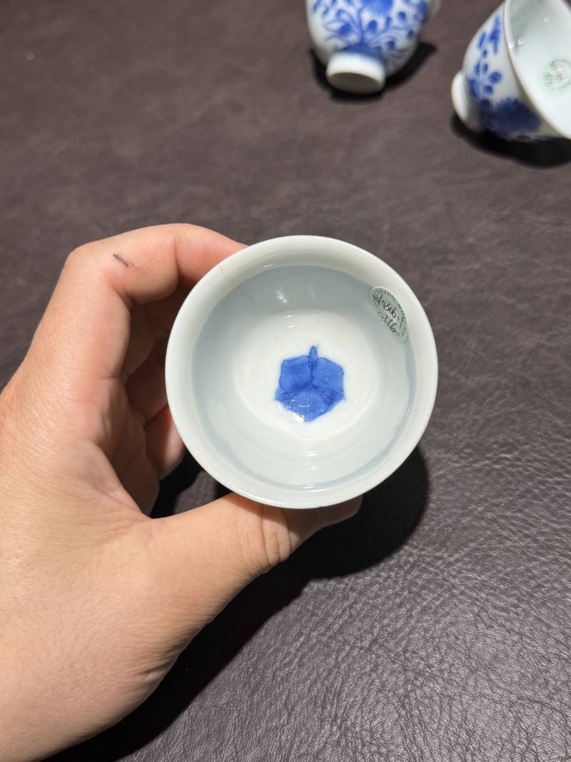 清中期 青花花卉纹杯一组6件 - 图25