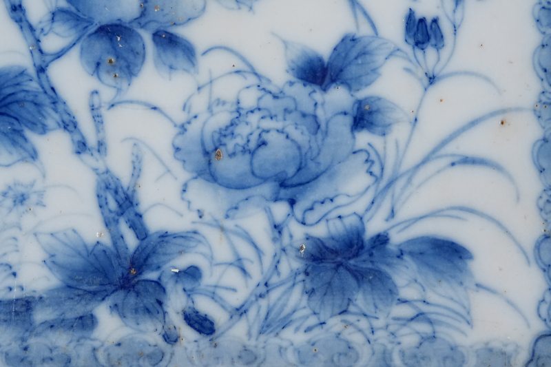 清光绪 青花花鸟瓷板 - 图3