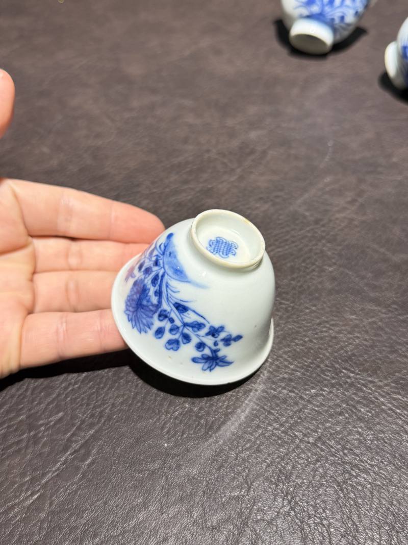 清中期 青花花卉纹杯一组6件 - 图26