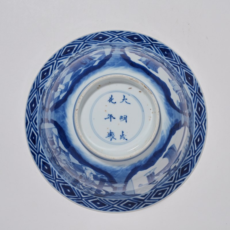 清康熙 青花西厢记图碗 - 图7