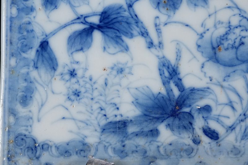 清光绪 青花花鸟瓷板 - 图4