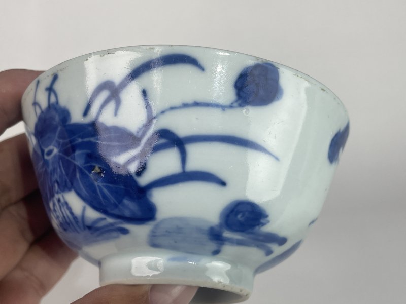 民国 青花荷花图碗 - 图3