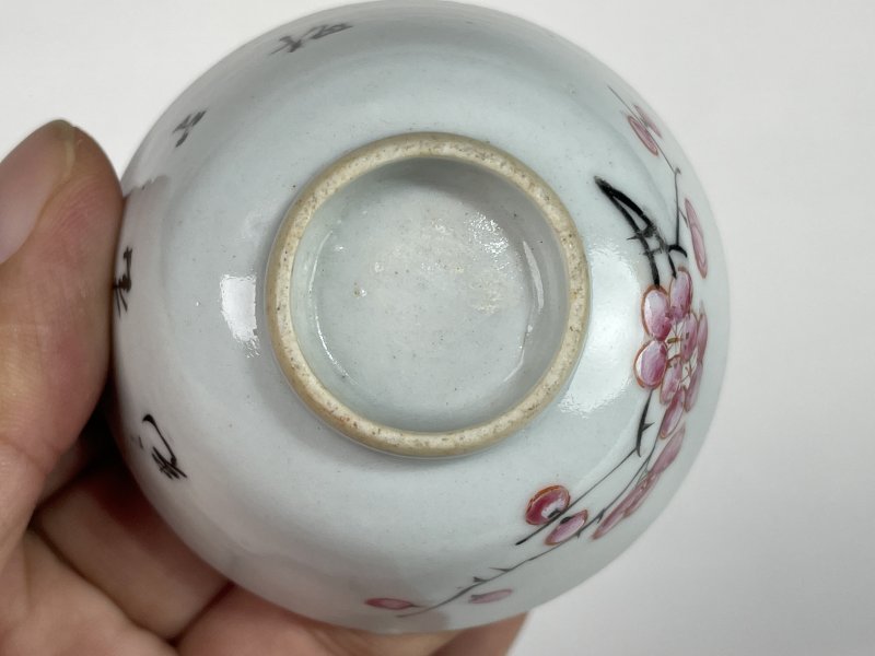 民国 粉彩花卉诗文杯一对 - 图9