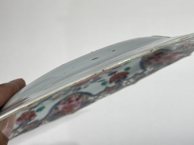 清雍正 青花加彩花卉纹花口盘 - 图8