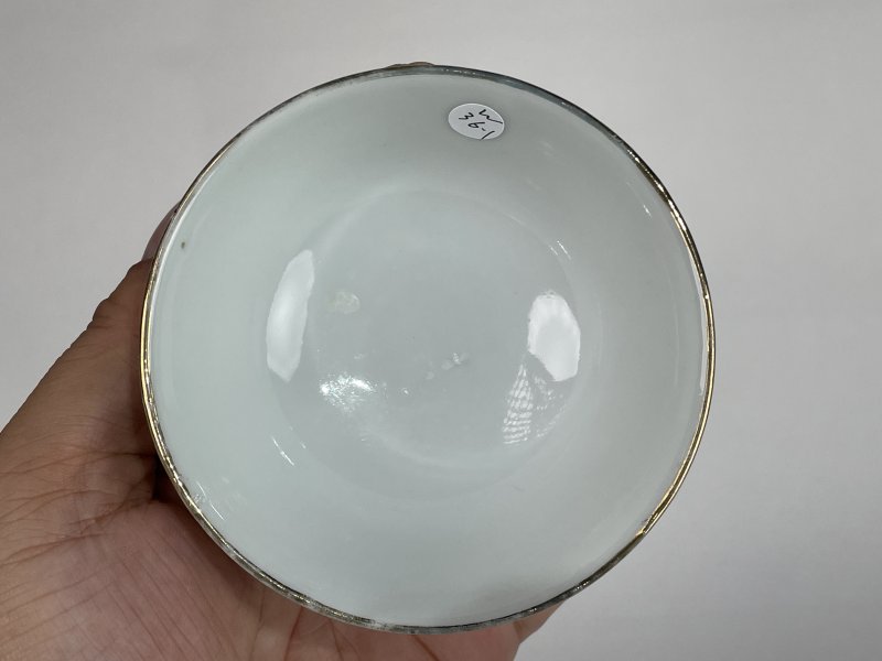 民国 粉彩花鸟诗文小碗一对 - 图9