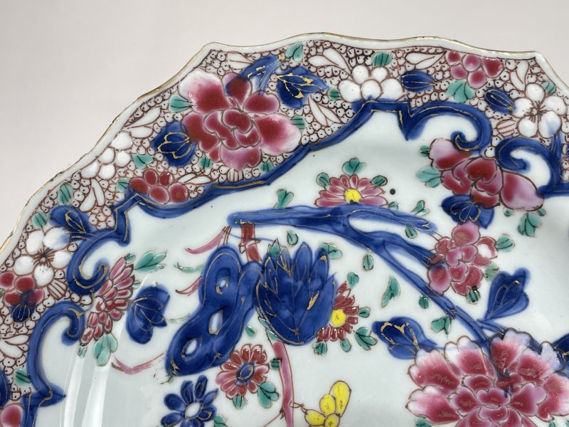 清雍正 青花加彩花卉纹花口盘 - 图4