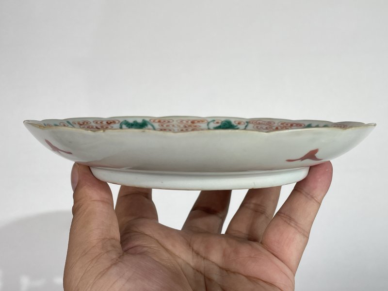 清晚期 粉彩福寿纹花口盘 - 图6