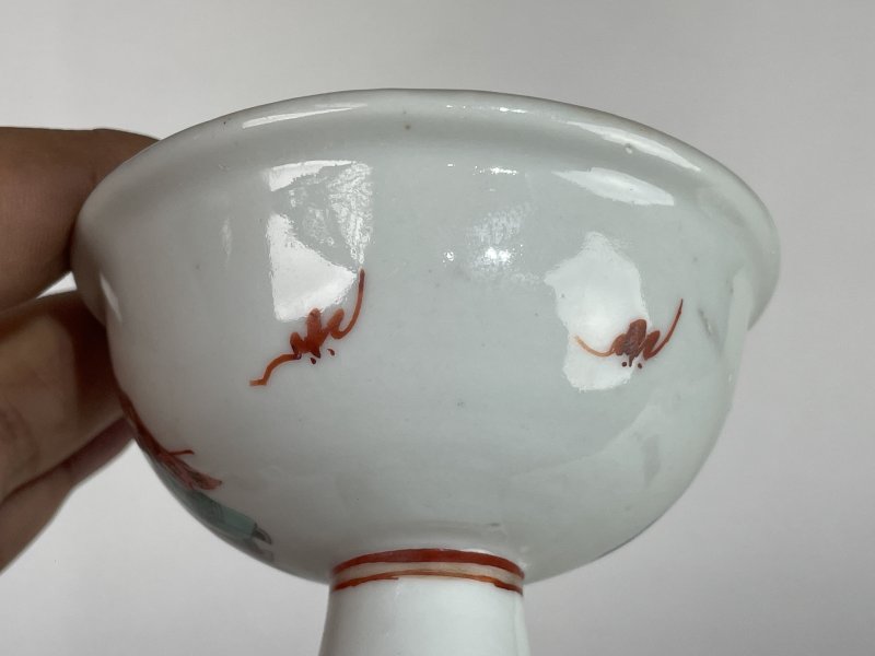 清晚期 粉彩人物纹高足杯 - 图5