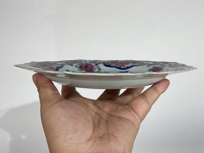 清雍正 青花加彩花卉纹花口盘 - 图5
