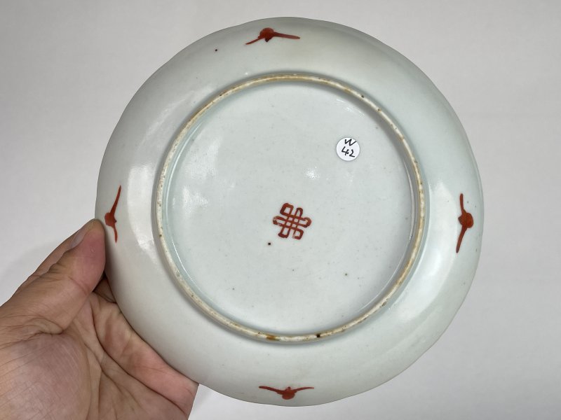 清晚期 粉彩福寿纹花口盘 - 图7