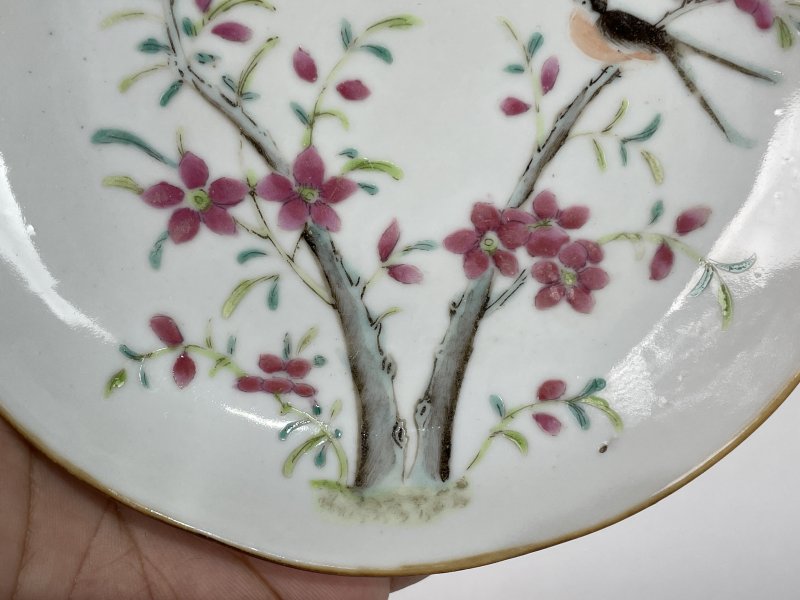 清晚期 粉彩花鸟纹盘 - 图4