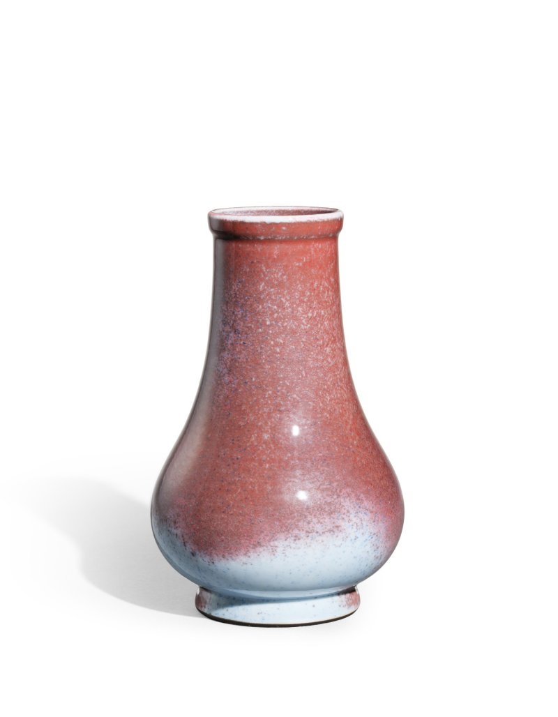 A fine and rare Jun-imitation vase, Seal mark and period of Yongzheng | 清雍正　仿鈞窰紫紅天藍釉漢壺尊　《大清雍正年製》款