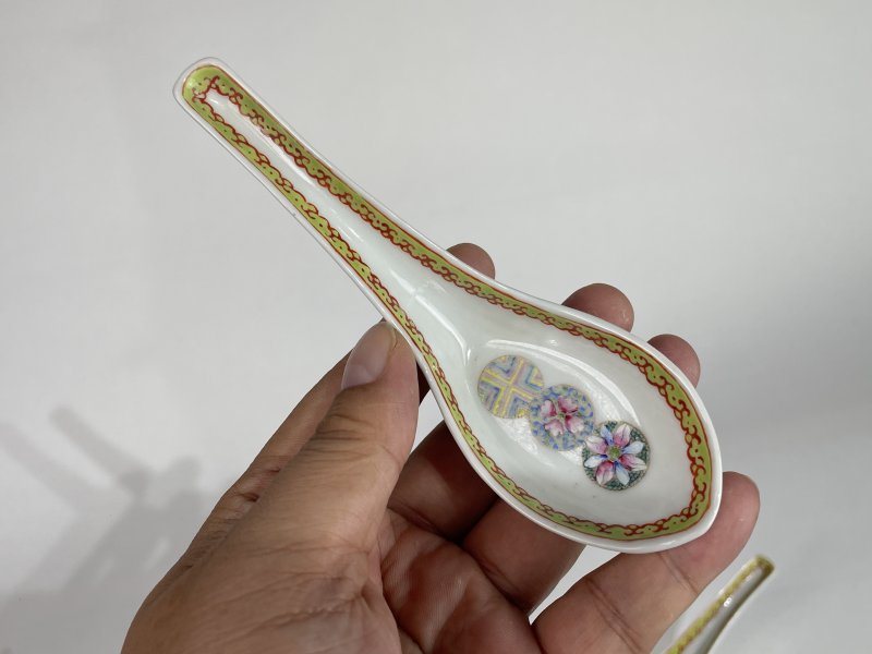 民国 粉彩皮球花纹勺四把 - 图4