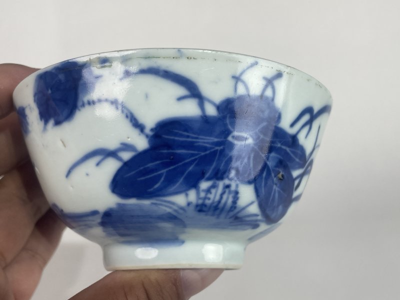 民国 青花荷花图碗 - 图4