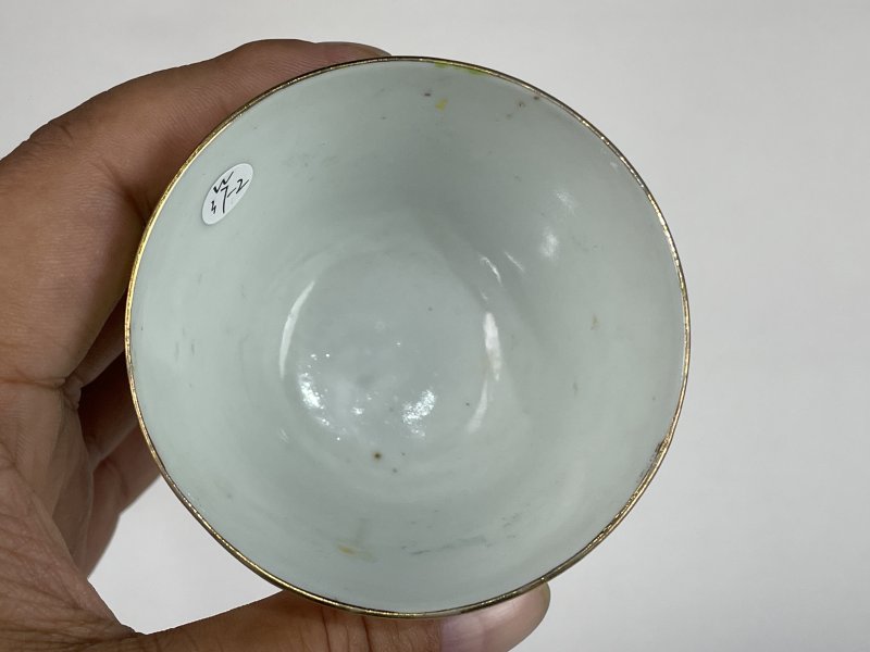 民国 粉彩开光花卉纹杯一对 - 图10