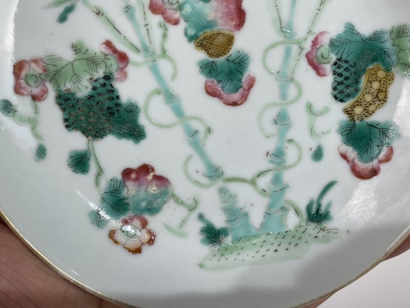 清晚期 粉彩花果纹盘 - 图4