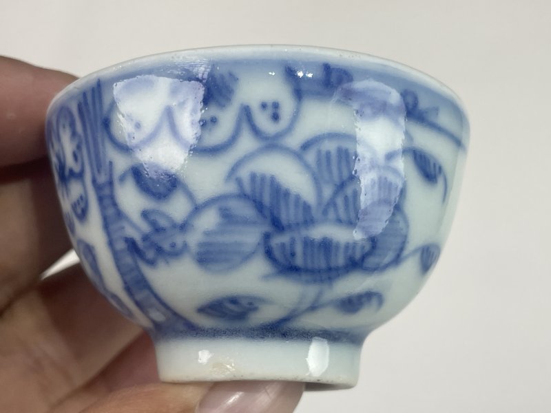 清晚期 青花花卉纹杯 - 图2