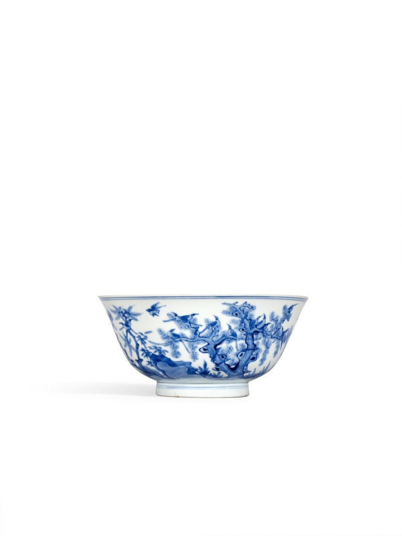 A blue and white ‘Magpie Bridge’ bowl, Mark and period of Kangxi | 清康熙　青花鵲橋仙渡圖盌　《大清康熙年製》款