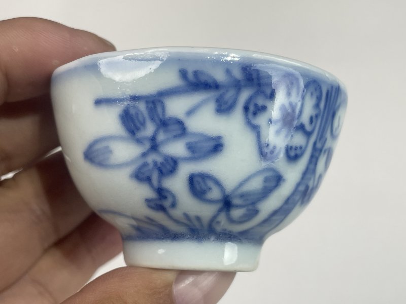 清晚期 青花花卉纹杯 - 图3