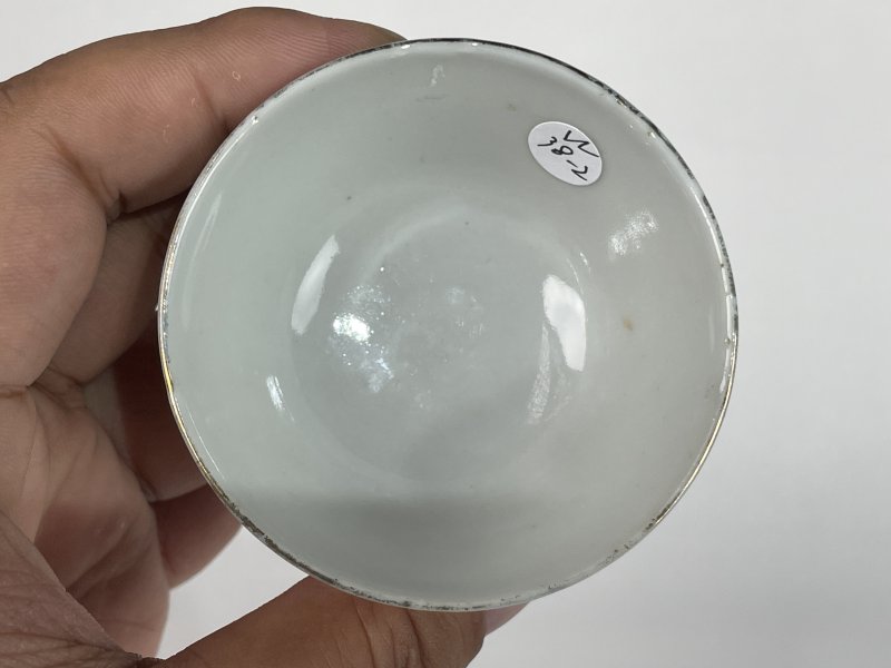 民国 粉彩花卉诗文杯一对 - 图4