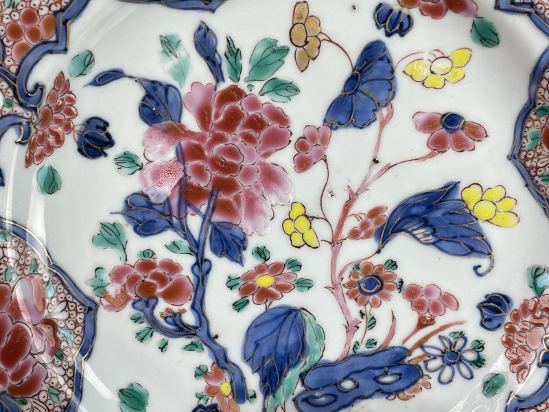 清雍正 青花加彩花卉纹花口盘 - 图3