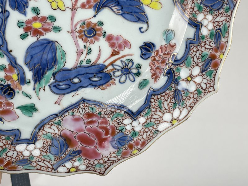 清雍正 青花加彩花卉纹花口盘 - 图4
