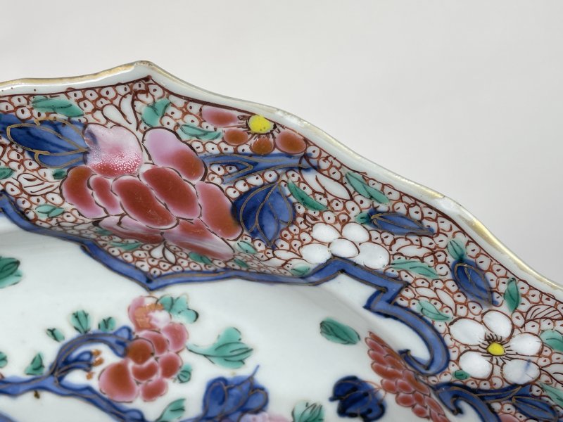 清雍正 青花加彩花卉纹花口盘 - 图7