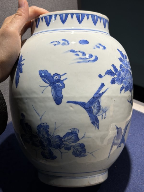 明崇祯 青花花鸟纹大莲子罐 - 图15