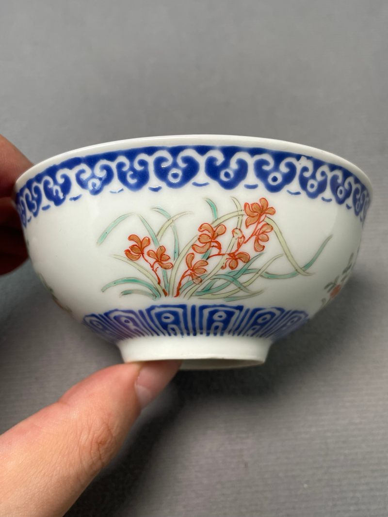 民国 料彩花卉纹茶圆 - 图5