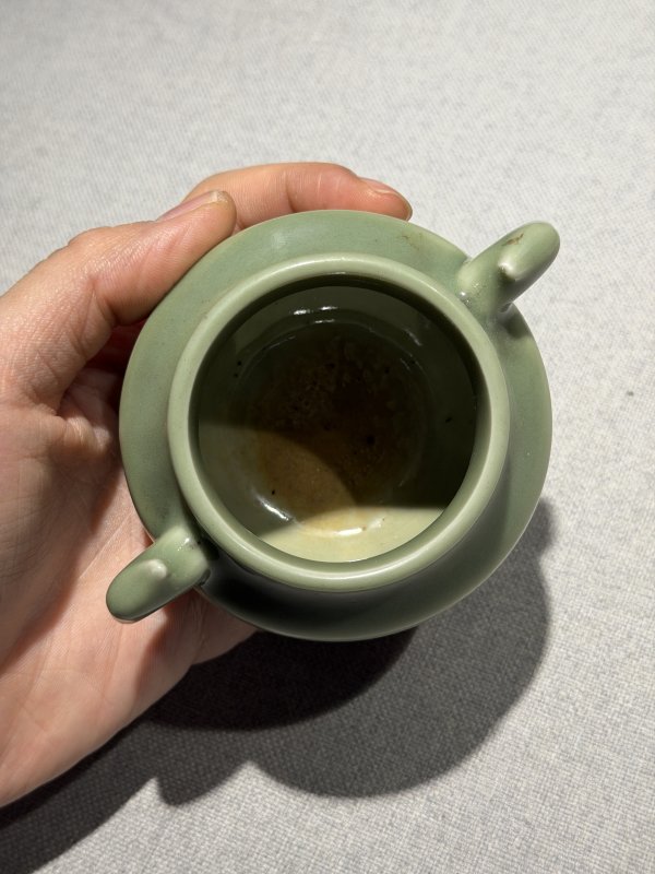 清 青釉双耳小水盂 - 图7