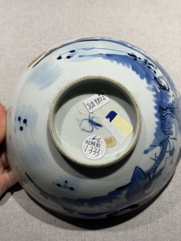 清代 青花人物故事及缠枝花卉纹碗一组六件 - 图18