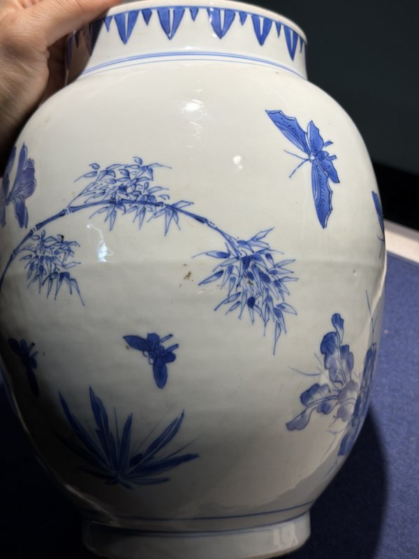明崇祯 青花花鸟纹大莲子罐 - 图19