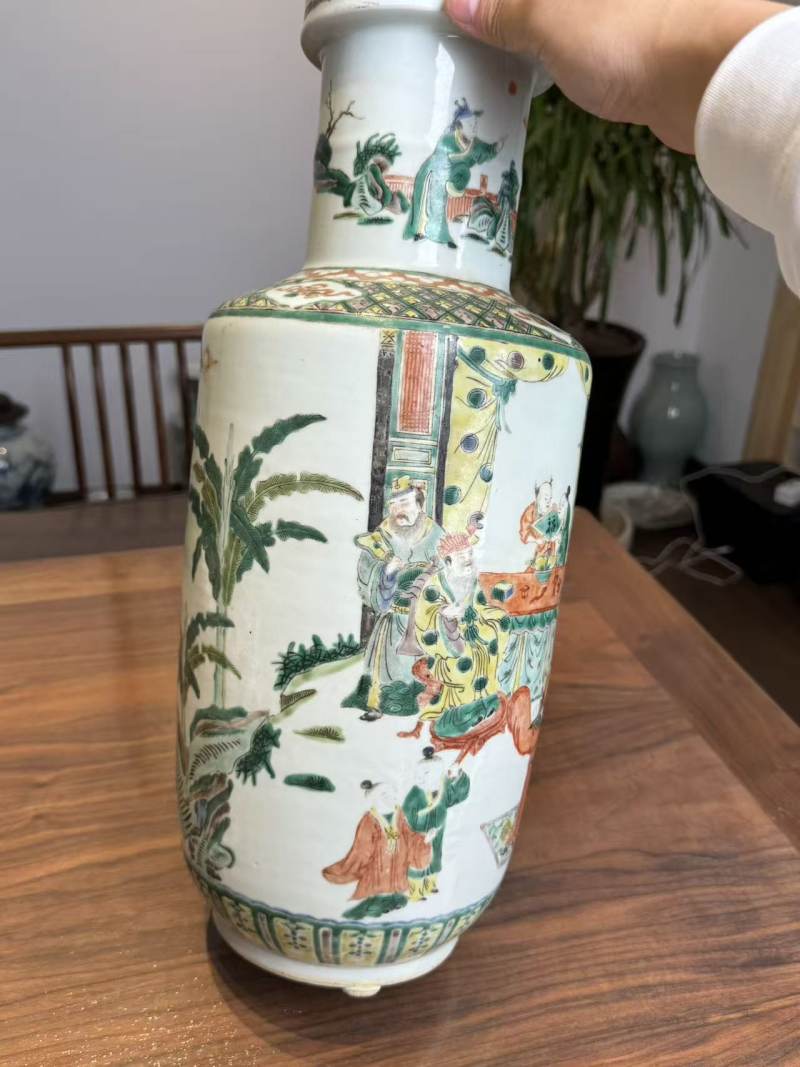 清晚期 五彩郭子仪祝寿棒槌瓶 - 图2