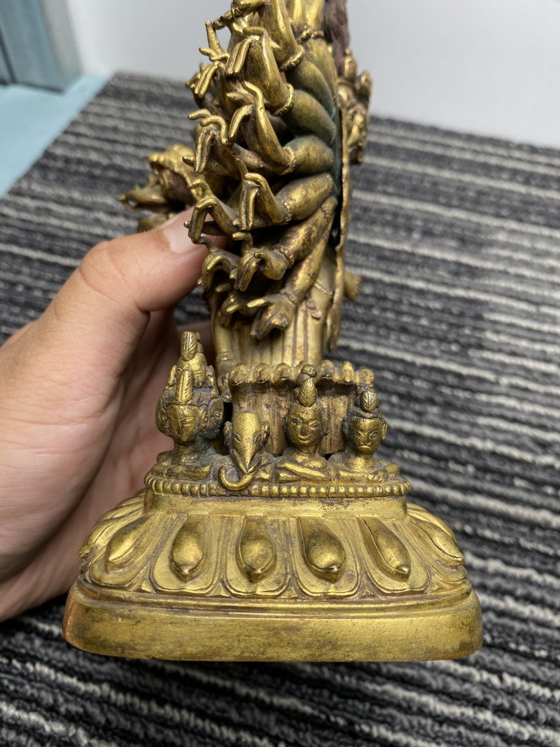 清 铜鎏金嵌宝大威德金刚立像 - 图26